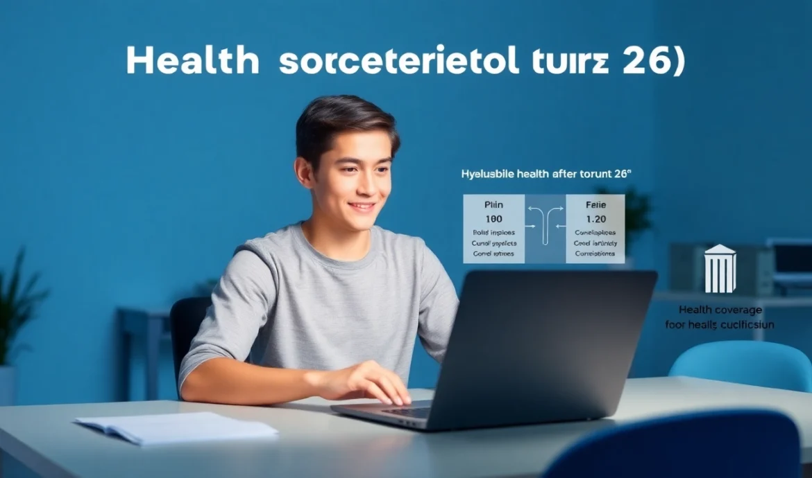 Health Insurance when turning 26: A young adult reviews plan options on a laptop.