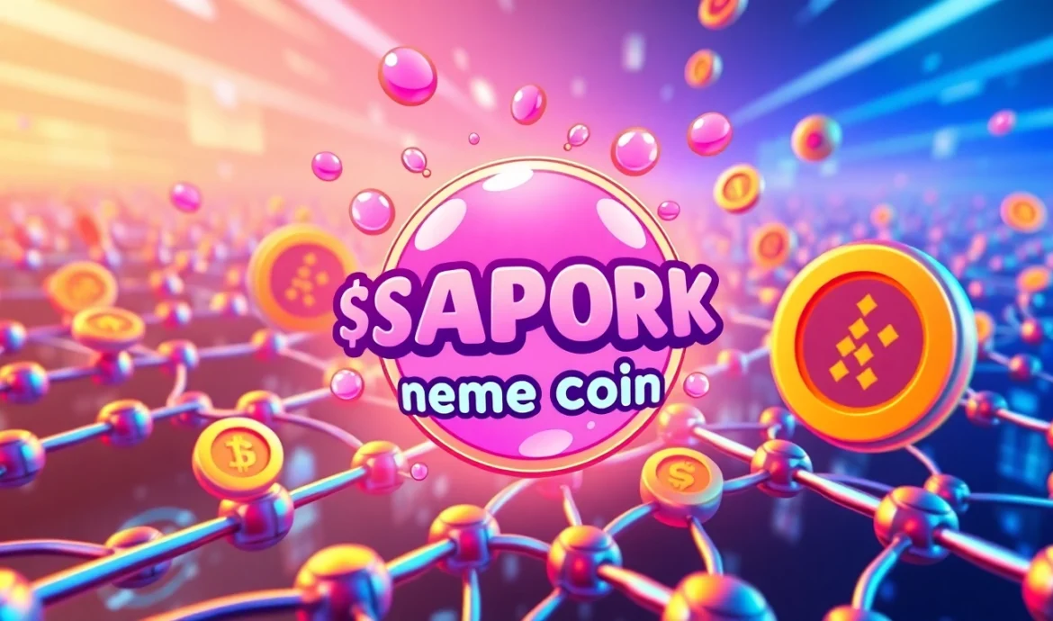 Dynamic graphic showcasing APORK Meme Coin with GambleFi games and multi-chain bridges for