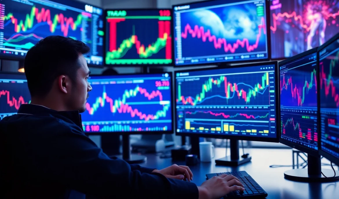 Trading view platform showcasing live market charts and technical analysis tools for traders
